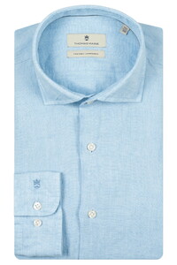 Thomas Maine Roma Modern Kent Linen Délavé Shirt Light Blue