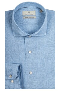 Thomas Maine Roma Modern Kent Linen Faux-Uni Shirt Light Blue