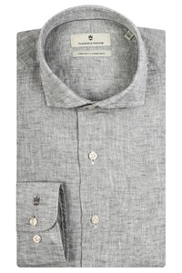 Thomas Maine Roma Modern Kent Linen Faux-Uni Shirt Olive