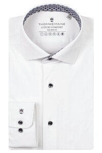 Thomas Maine Roma Modern Kent Luxury Comfort Hyperstretch Contrast Overhemd Wit