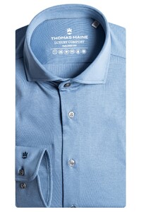 Thomas Maine Roma Modern Kent Luxury Comfort Overhemd Denim Blue
