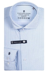Thomas Maine Roma Modern Kent Luxury Comfort Overhemd Wit-Navy-Blauw