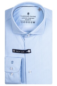 Thomas Maine Roma Modern Kent Luxury Comfort Stretch Micro Pattern Overhemd Licht Blauw