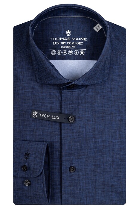 Thomas Maine Roma Modern Kent Luxury Comfort Stretch Subtle Micro Pattern Shirt Navy