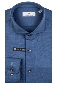 Thomas Maine Roma Modern Kent Merino Jersey Tech Lux Overhemd Cobalt Blue