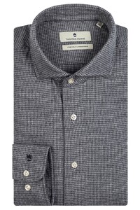Thomas Maine Roma Modern Kent Pied de Poule Flannel Shirt Soft Grey