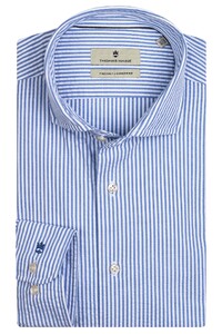 Thomas Maine Roma Modern Kent Seersucker Stripes Shirt Light Blue