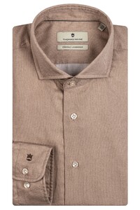 Thomas Maine Roma Modern Kent Subtle Printed Brushed Flannel Shirt Sand