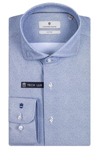 Thomas Maine Roma Modern Kent Tech Jersey Diagonal Fine Stripe Overhemd Blauw