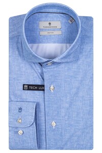 Thomas Maine Roma Modern Kent Tech Jersey Knit Weave Pattern Shirt Light Blue