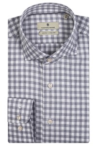 Thomas Maine Roma Modern Kent Twill Check Overhemd Midden Grijs-Wit