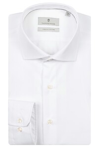 Thomas Maine Roma Modern Kent Two-Ply Cotton Non-Iron Pinpoint Overhemd Wit
