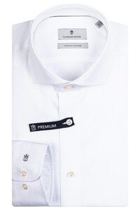 Thomas Maine Roma Modern Kent Two-Ply Faux Uni Minimal Pattern Shirt White