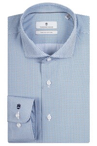 Thomas Maine Roma Modern Kent Two-Ply Small Diamonds Pattern Shirt Navy-Blue-White
