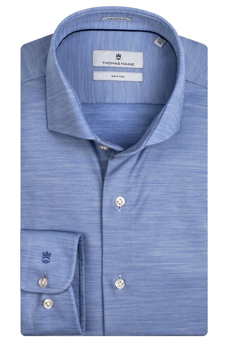 Thomas Maine Roma Modern Kent Wool Jersey by Reda Overhemd Licht Blauw