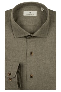 Thomas Maine Roma Organic Flanel Twill Modern Kent Overhemd Soft Green