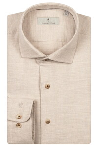 Thomas Maine Roma Organic Flannel Twill Modern Kent Shirt Natural