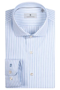 Thomas Maine Roma Small Stripes Modern Kent Shirt Light Blue