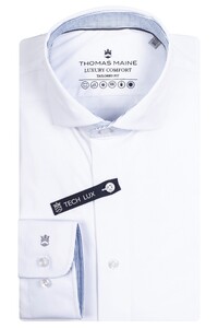 Thomas Maine Roma Subtle Contrast Luxury Comfort Stretch Modern Kent Overhemd Wit
