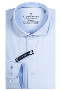 Thomas Maine Roma Subtle Contrast Luxury Comfort Stretch Modern Kent Shirt Light Blue