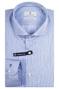 Thomas Maine Roma Two-Ply Cotton Stripe Modern Kent Overhemd Blauw