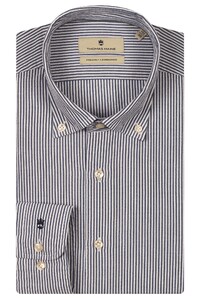 Thomas Maine Seersucker Stripe Torino Button-Down Overhemd Navy
