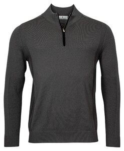 Thomas Maine Shirt Style Pullover Zip Single Knit Trui Donker Grijs