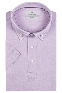 Thomas Maine Short Sleeve Cotton Piqué Button Down Polo Lila