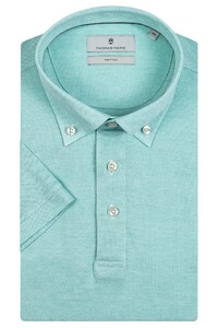 Thomas Maine Short Sleeve Cotton Piqué Button Down Polo Mintgroen
