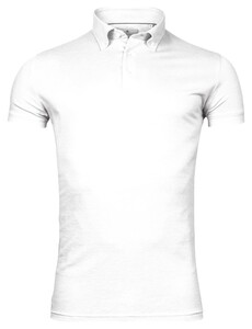 Thomas Maine Short Sleeve Cotton Pique Button Down Poloshirt White