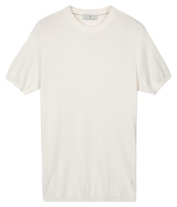 Thomas Maine Short Sleeve Crew Neck Half Milano Knit Trui Off White