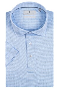 Thomas Maine Short Sleeve Knitted Pattern Polo Licht Blauw