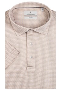 Thomas Maine Short Sleeve Knitted Pattern Poloshirt Light Beige