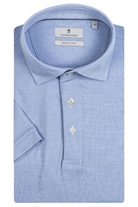 Thomas Maine Short Sleeve Merino Wool Jersey Poloshirt Sky Blue