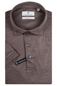 Thomas Maine Short Sleeve Merino Wool Jersey Poloshirt Taupe