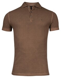 Thomas Maine Short Sleeve Pigment Dyed Piqué Polo Choco Brown
