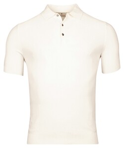 Thomas Maine Short Sleeve Subtle Structure Knit Piqué Garment Dye Poloshirt Ecru
