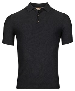 Thomas Maine Short Sleeve Subtle Structure Knit Piqué Garment Dye Poloshirt Navy