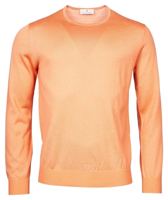 Thomas Maine Single Knit Crew Neck Pullover Bright Orange