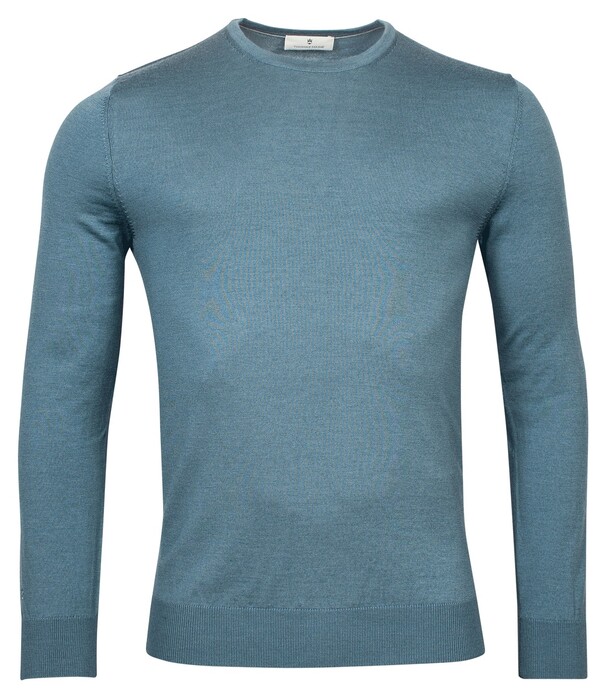Thomas Maine Single Knit Crew Neck Pullover Greyblue