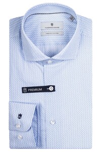 Thomas Maine Small Fantasy Pattern Roma Modern Kent Shirt Light Blue-White