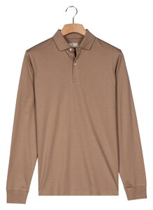 Thomas Maine Soft Liquid Cotton Long Sleeve Uni Color Poloshirt Light Beige