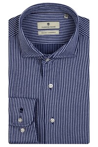 Thomas Maine Striped Light Flannel Shirt Navy