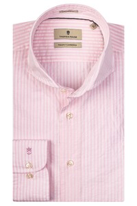 Thomas Maine Striped Seersucker Cutaway Shirt Light Pink