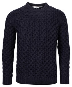 Thomas Maine Structure Cable Knit Trui Navy