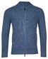 Thomas Maine Superfine Lambswool 2-Way Zip Half Cardigan Vintage Knit Denim Melange