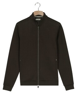 Thomas Maine Sweat Cardigan Full Two Way Zip Side Pockets Vest Donker Bruin