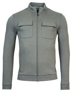 Thomas Maine Sweat Cardigan Jacket Zip Doubleface Interlock Vest Donker Groen