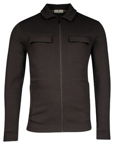 Thomas Maine Sweat Cardigan Zip Polo Collar Doubleface Interlock Black