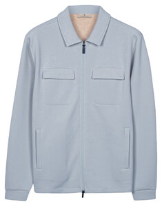 Thomas Maine Sweat Double Chest Pocket Two-Way Zip Overshirt Licht Blauw